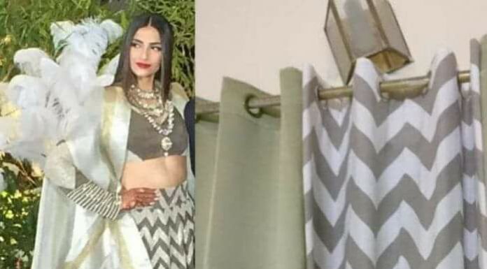सोनम की ड्रेस थी महिला के घर के परदे जैसी, ना रहा ख़ुशी का ठिकाना sonam kapoor curtain dress pic